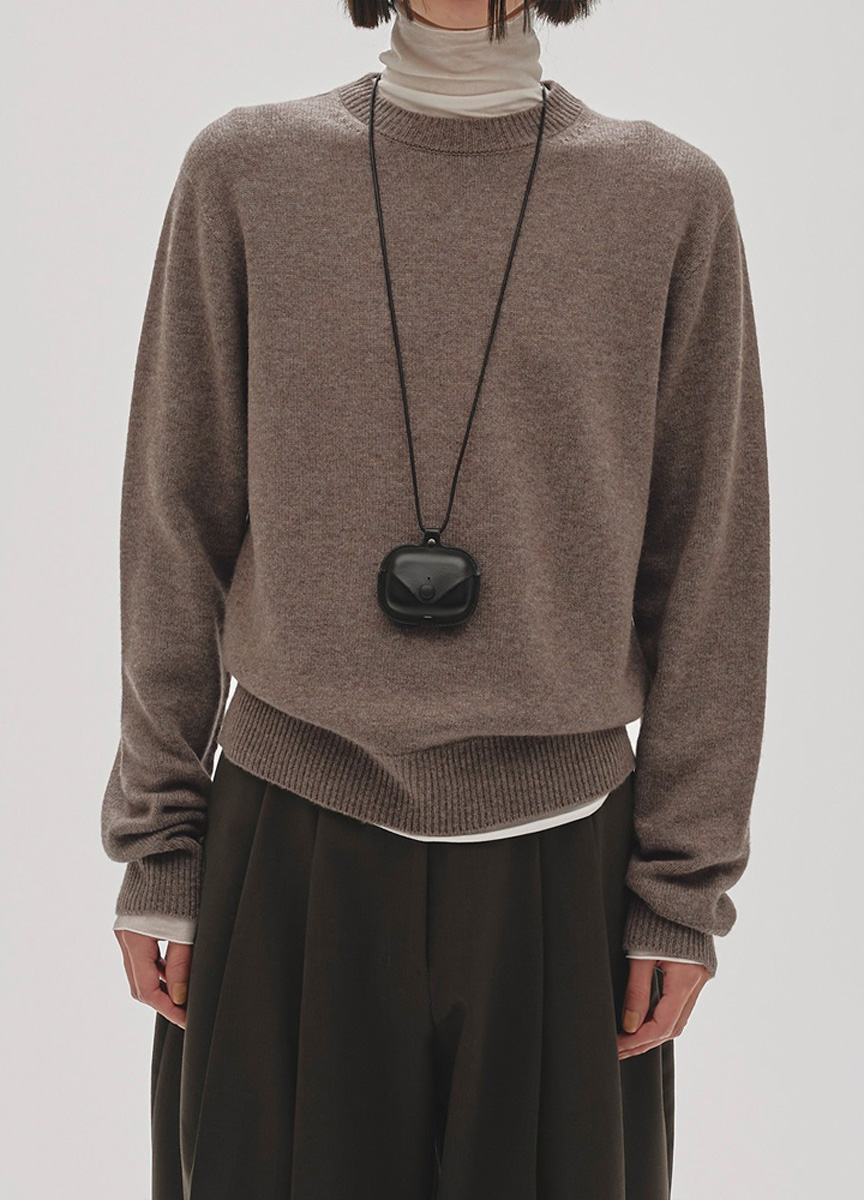 喀什米爾混紡圓領針織上衣